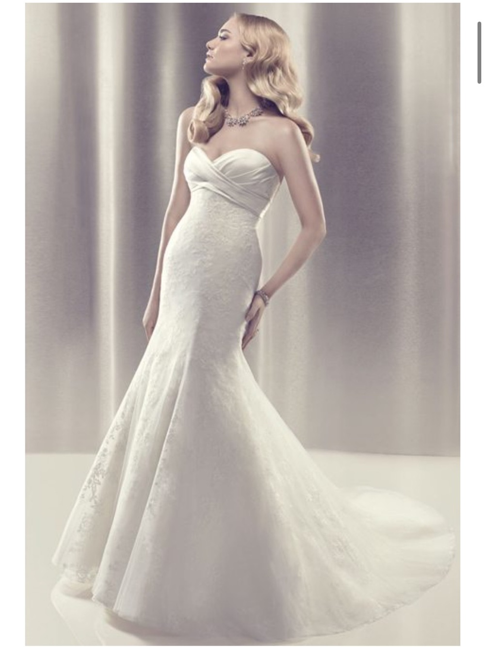 Strapless Lace A-Line Wedding Dress in Ivory - Designer Style - Picture 8 of 8